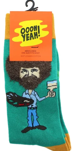 Bob Ross Fuzzy Hair Men's Crew Socks | One Size