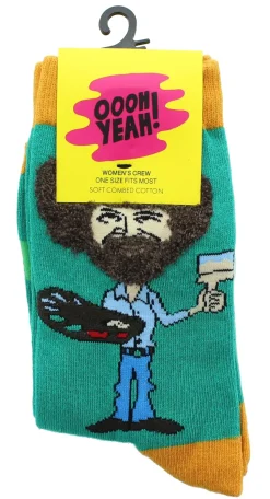 Bob Ross Fuzzy Hair Women's Crew Socks | One Size