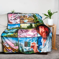 Bob Ross Oversized Fleece Sherpa Throw Blanket | 54 x 72 Inches
