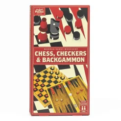 Chess | Checkers | Backgammon Classic Wooden Family Board Games