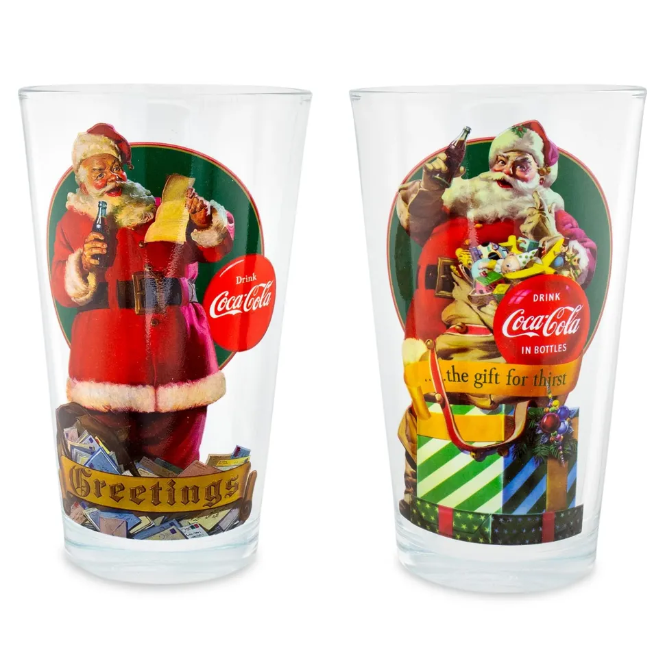 Coca-Cola Vintage Santa Claus 16-Ounce Pint Glasses | Set of 2