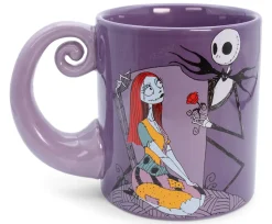 Disney The Nightmare Before Christmas Jack & Sally Spiral Handle Ceramic Mug