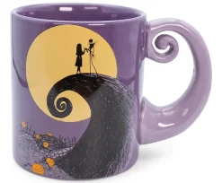 Disney The Nightmare Before Christmas Jack & Sally Spiral Handle Ceramic Mug