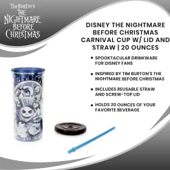 Disney The Nightmare Before Christmas Carnival Cup w/ Lid and Straw | 20 Ounces