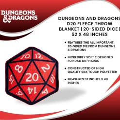 Dungeons And Dragons D20 Fleece Throw Blanket | 20-Sided Dice | 52 x 48 Inches