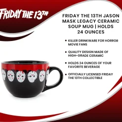 Friday the 13th Jason Mask Legacy Ceramic Soup Mug | Holds 24 Ounces