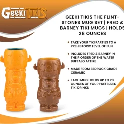 Geeki Tikis The Flintstones Mug Set | Fred & Barney Tiki Mugs | Holds 28 Ounces