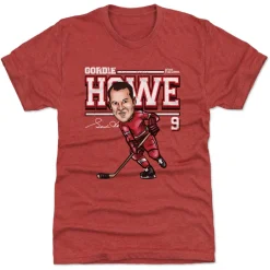 Gordie Howe Detroit Cartoon WHT