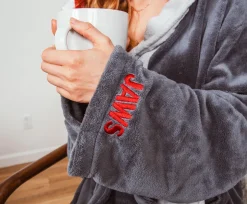 JAWS Great White Shark Unisex Hooded Fleece Robe for Adults | One Size Fits Most