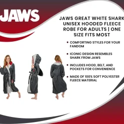 JAWS Great White Shark Unisex Hooded Fleece Robe for Adults | One Size Fits Most