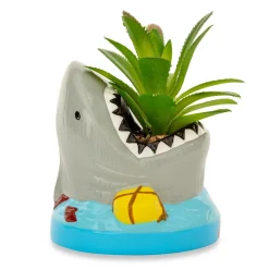 JAWS Shark 4-Inch Ceramic Mini Planter With Artificial Succulent