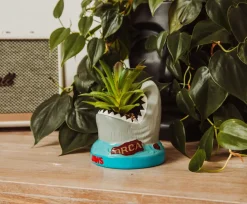 JAWS Shark 4-Inch Ceramic Mini Planter With Artificial Succulent