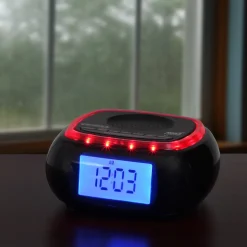 Jensen Digital AM/FM Weather Band Alarm Clock Radio with NOAA Weather Alert and LED Alert Indicator Ring