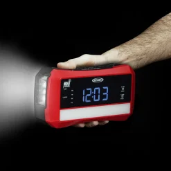 Jensen Digital AM/FM Weather Band Alarm Clock Radio with NOAA Weather Alert and Flashlight