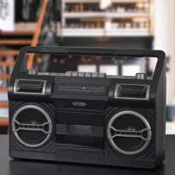 Jensen Portable AM/FM Radio with Cassette Player/Recorder and Built-in Speakers