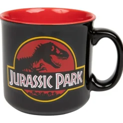 Jurassic Park Classic Logo Black Ceramic Camper Mug | Holds 20 Ounces