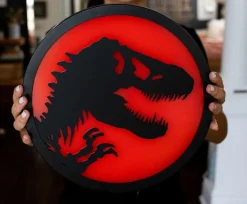 Jurassic Park T-Rex Logo LED Wall Light Sign | 12 Inches Tall