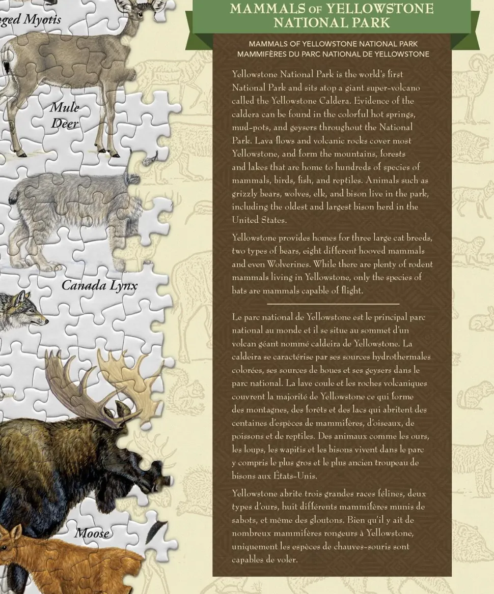 Mammals of Yellowstone National Park 1000 Piece Linen Jigsaw Puzzle
