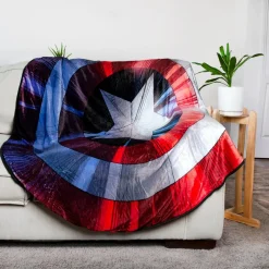 Marvel Captain America Shield Oversized Fleece Sherpa Throw Blanket | 72 Inches