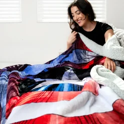 Marvel Captain America Shield Oversized Fleece Sherpa Throw Blanket | 72 Inches