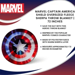 Marvel Captain America Shield Oversized Fleece Sherpa Throw Blanket | 72 Inches