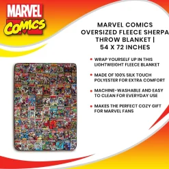 Marvel Comics Oversized Fleece Sherpa Throw Blanket | 54 x 72 Inches
