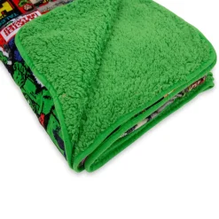 Marvel Incredible Hulk Comic Books Oversized Sherpa Throw Blanket | 8 Feet Long