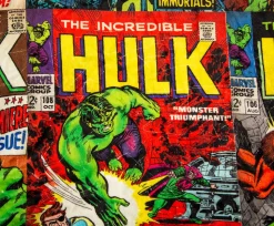 Marvel Incredible Hulk Comic Books Oversized Sherpa Throw Blanket | 8 Feet Long