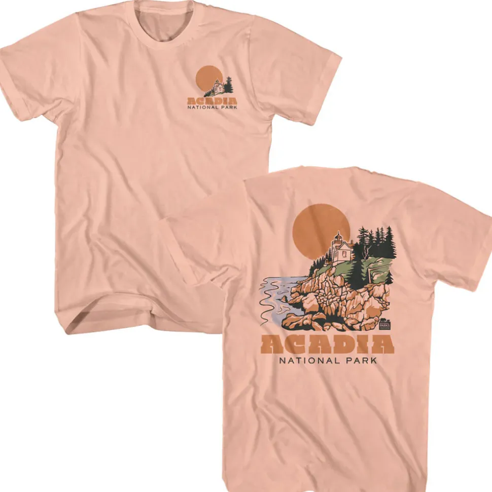 National Parks - Acadia Lighthouse (Front & Back) (Peach)