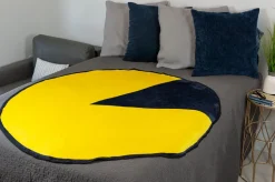 Pac-Man Video Game Character Large Round Fleece Throw Blanket | 60-Inch Diameter