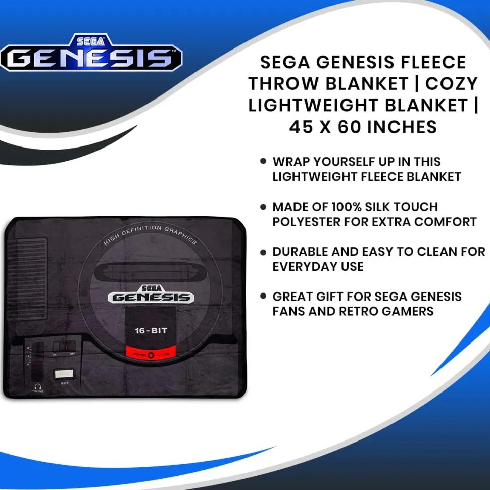Sega Genesis Fleece Throw Blanket | Cozy Lightweight Blanket | 45 x 60 Inches