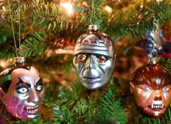 Set of 3 Monster Blown Glass Christmas Ornaments