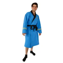 Star Trek: The Original Series Waffle-Weave Cotton Adult Bathrobe | Blue Medical