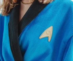 Star Trek: The Original Series Waffle-Weave Cotton Adult Bathrobe | Blue Medical