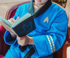 Star Trek: The Original Series Waffle-Weave Cotton Adult Bathrobe | Blue Medical