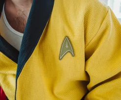 Star Trek: The Original Series Waffle-Weave Cotton Adult Bathrobe | Gold Command