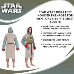 Star Wars Boba Fett Hooded Bathrobe for Men/Women | One Size Fits Most Adults