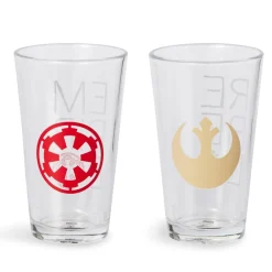 Star Wars 16oz Pint Glasses - Rebel & Empire Symbols - 2 Set