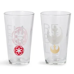 Star Wars 16oz Pint Glasses - Rebel & Empire Symbols - 2 Set