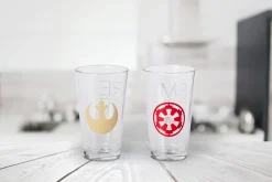 Star Wars 16oz Pint Glasses - Rebel & Empire Symbols - 2 Set