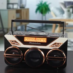 Studebaker Portable Avanti Stereo Boombox with Bluetooth/CD/FM Stereo Analog Radio/15W Subwoofer