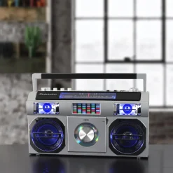 Studebaker 80's Retro Street Boombox with FM Radio, CD Player, LED EQ, 10 Watts RMS and AC/DC
