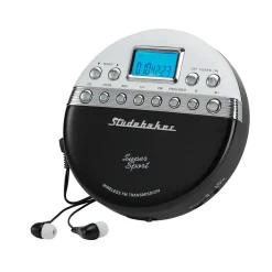 Studebaker Super Sport Portable CD Player Plays CDs Wirelessly Through Car Radio Includes FM Stereo Radio