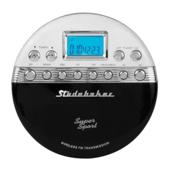 Studebaker Super Sport Portable CD Player Plays CDs Wirelessly Through Car Radio Includes FM Stereo Radio