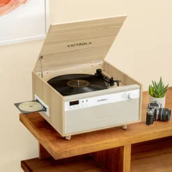 Victrola Century Bluetooth 6-in-1 Music Center Natural Wood