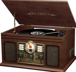 Victrola Classic 6 in 1 Espresso Wood Music Center with Bluetooth