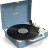 Victrola Re-Spin Dual Bluetooth Sustainable Suitcase Record Player (Light Blue)