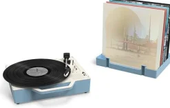 Victrola Re-Spin Dual Bluetooth Sustainable Suitcase Record Player (Light Blue)