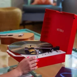 Victrola Re-Spin Sustainable Suitcase Record Player - Red