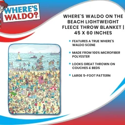 Where's Waldo On The Beach Lightweight Fleece Throw Blanket | 45 x 60 Inches